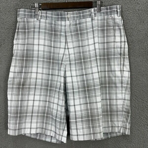 Nike shorts mens 36 gray plaid golf tech tour performance dri‎ fit outdoors logo